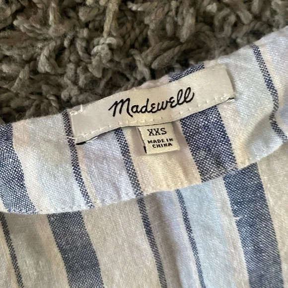 Madewell Linen Side-Button Striped Easy Dress Size XXS - Picture 12 of 16